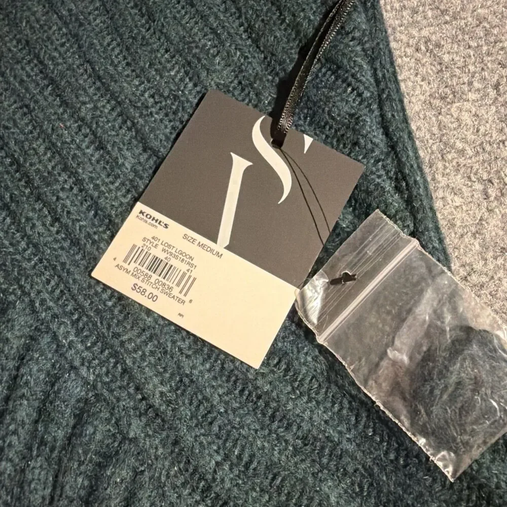 Simply Vera Vera Wang Sweater Womens M Green Pullover Chunky Knit NEW NWT